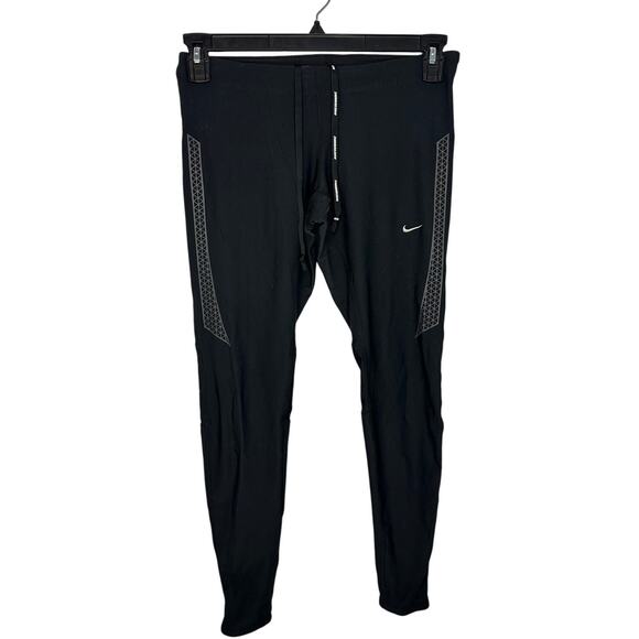 Nike Dri-Fit Running Leggings Women's Size Medium Black Zip Legs Athleisure - Picture 1 of 8